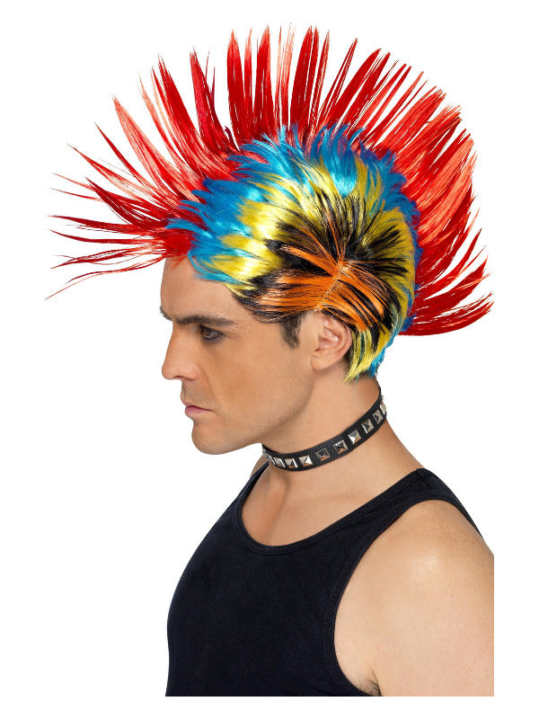 80s Street Punk Wig, Mohawk, Multi-Coloured Dress Loud