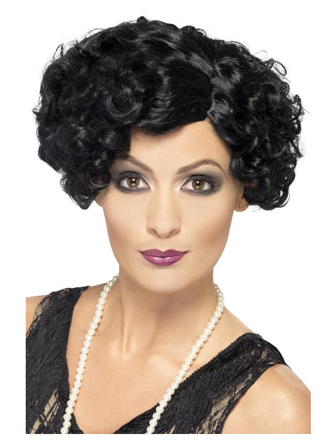 20s Flirty Flapper Wig, Black Dress Loud