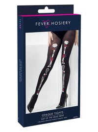 Opaque Day of the Dead Tights, Black Dress Loud