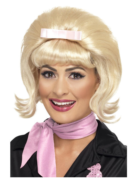 50s Flicked Beehive Bob, Blonde Dress Loud