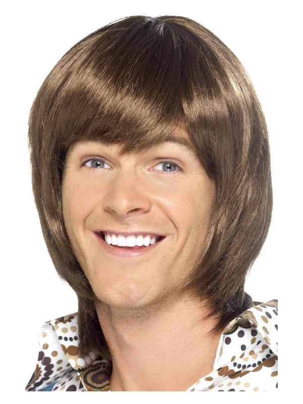 70s Heartthrob Wig, Brown Dress Loud