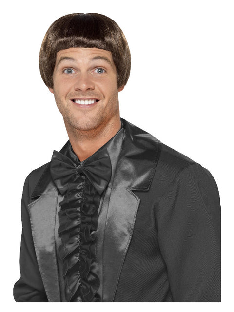 90s Bowl Cut Wig, Brown Dress Loud