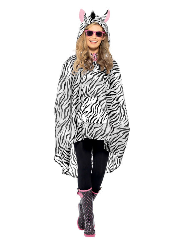 Zebra Party Poncho, Black & White Dress Loud
