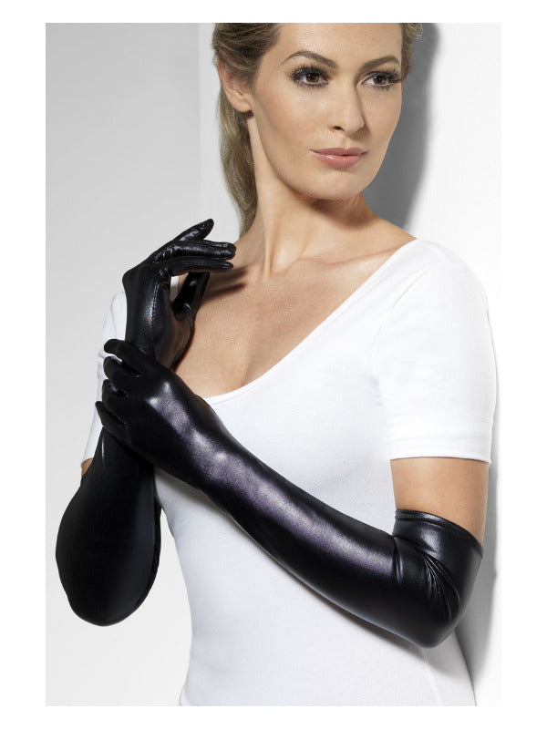 Gloves, Wet Look, Black Dress Loud