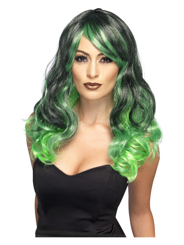 Ombre Wig, Bewitching, Green & Black Dress Loud
