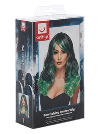 Ombre Wig, Bewitching, Green & Black Dress Loud