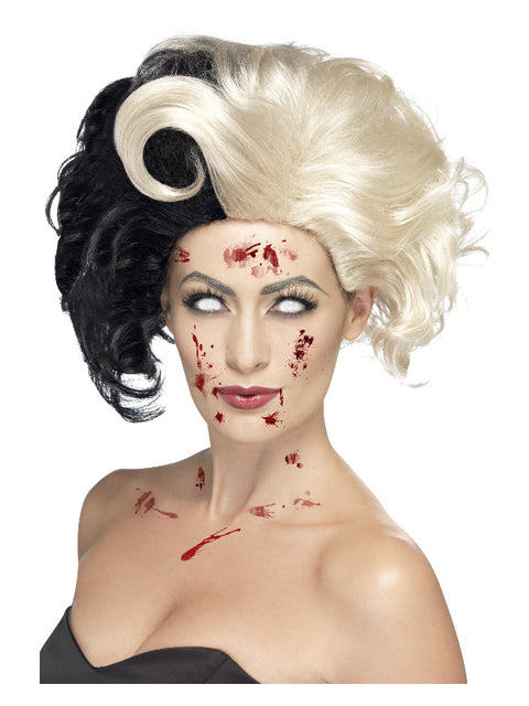 Deluxe Evil Madame Wig, Black & Blonde Dress Loud