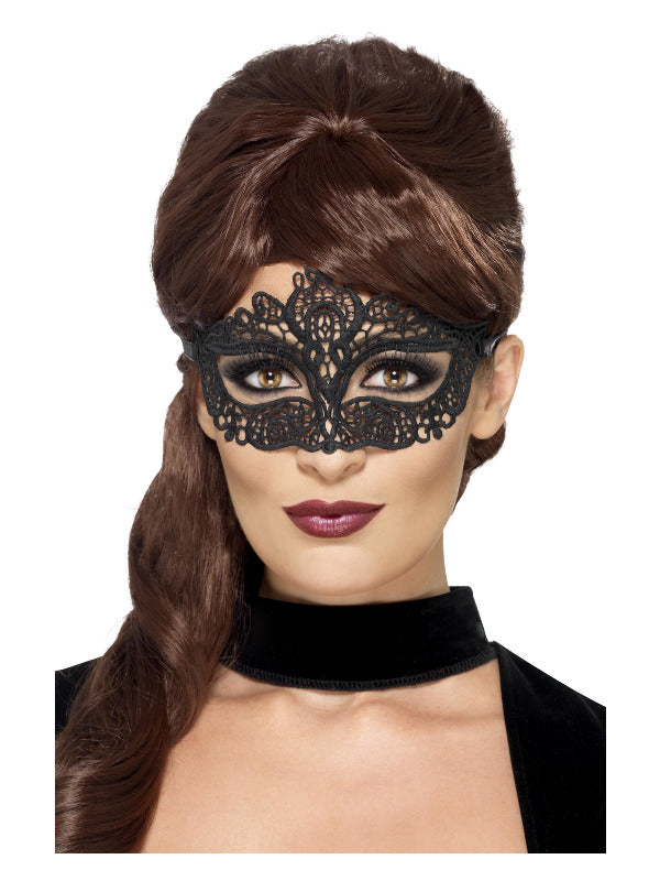 Embroidered Lace Filigree Eyemask, Black Dress Loud
