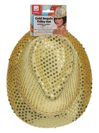 Sequin Trilby Hat, Gold Dress Loud