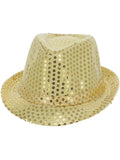 Sequin Trilby Hat, Gold Dress Loud