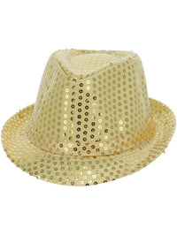 Sequin Trilby Hat, Gold Dress Loud