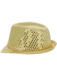 Sequin Trilby Hat, Gold Dress Loud