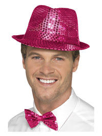 Sequin Trilby Hat, Pink Dress Loud