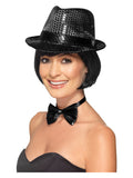 Sequin Trilby Hat, Black Dress Loud