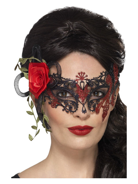 Day of the Dead Metal Filigree Eyemask, Black Dress Loud
