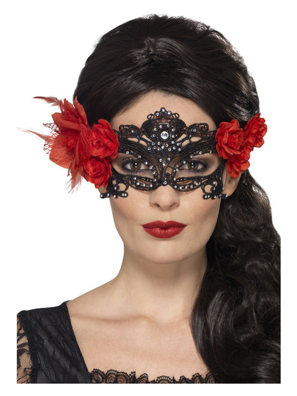 Day of the Dead Lace Filigree Eyemask, Black Dress Loud