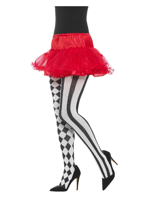 Harlequin Tights, White & Black Dress Loud