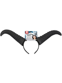 Demonic Queen Horns, on Headband, Black Dress Loud
