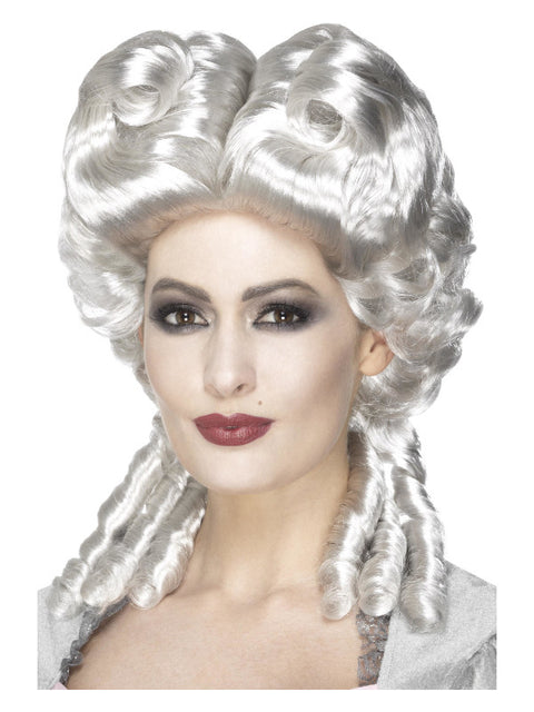 Deluxe Marie Antoinette Wig, White Dress Loud