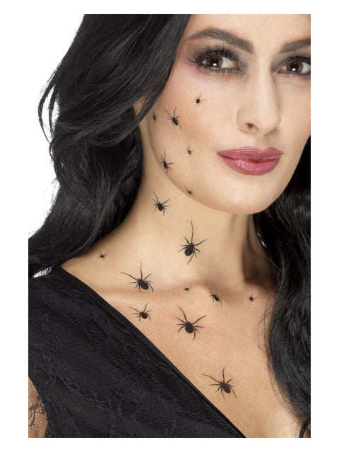 Smiffys Make-Up FX, Crawling Spider Transfers, Bla Dress Loud