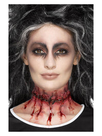 Smiffys Make-Up FX, Latex Stitched Neck, Red