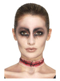 Smiffys Make-Up FX, Latex Stitched Neck, Red Dress Loud