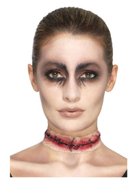 Smiffys Make-Up FX, Latex Stitched Neck, Red Dress Loud