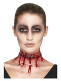 Smiffys Make-Up FX, Latex Stitched Neck, Red Dress Loud