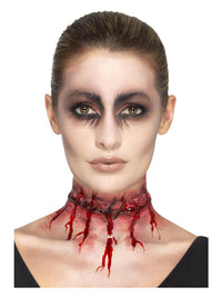 Smiffys Make-Up FX, Latex Stitched Neck, Red Dress Loud
