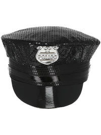 Fever Sequin Police Hat, Black Dress Loud