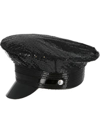 Fever Sequin Police Hat, Black Dress Loud