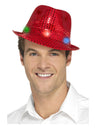 Light Up Sequin Trilby Hat, Red
