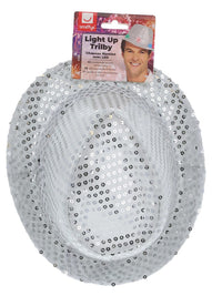 Light Up Sequin Trilby Hat, Silver Dress Loud