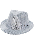 Light Up Sequin Trilby Hat, Silver Dress Loud