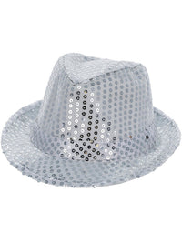 Light Up Sequin Trilby Hat, Silver Dress Loud