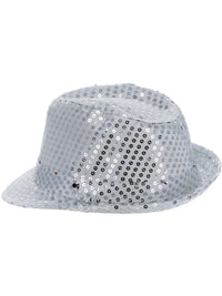 Light Up Sequin Trilby Hat, Silver Dress Loud