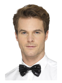 Sequin Bow Tie, Black