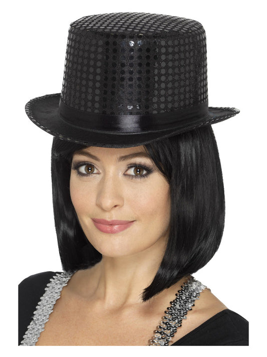 Sequin Top Hat, Black