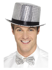 Sequin Top Hat, Silver Dress Loud