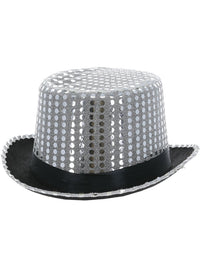 Sequin Top Hat, Silver Dress Loud