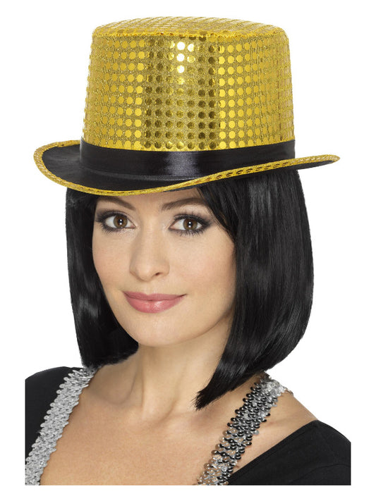 Sequin Top Hat, Gold