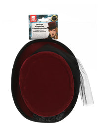 Deluxe Victorian Vampiress Hat, Burgundy Dress Loud