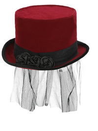 Deluxe Victorian Vampiress Hat, Burgundy Dress Loud