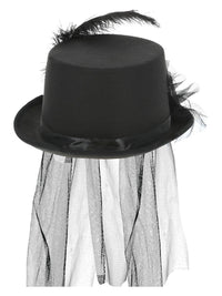 Deluxe Ladies Victorian Top Hat, with Elastic, Bla Dress Loud