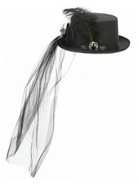 Deluxe Ladies Victorian Top Hat, with Elastic, Bla Dress Loud