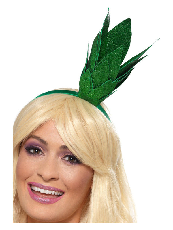 Pineapple Stalk Glitter Headband, Green Dress Loud