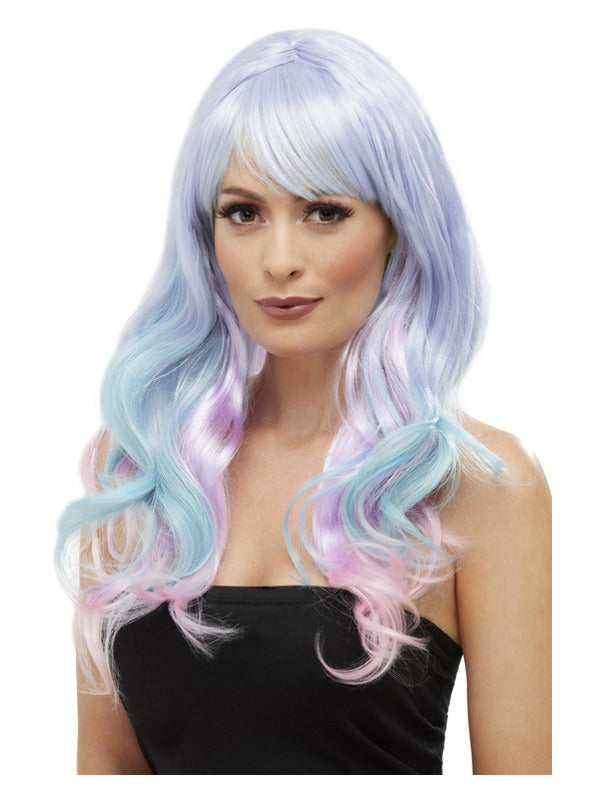 Fashion Unicorn Pastel Wig, Wavy, Long, Multi-Colo Dress Loud