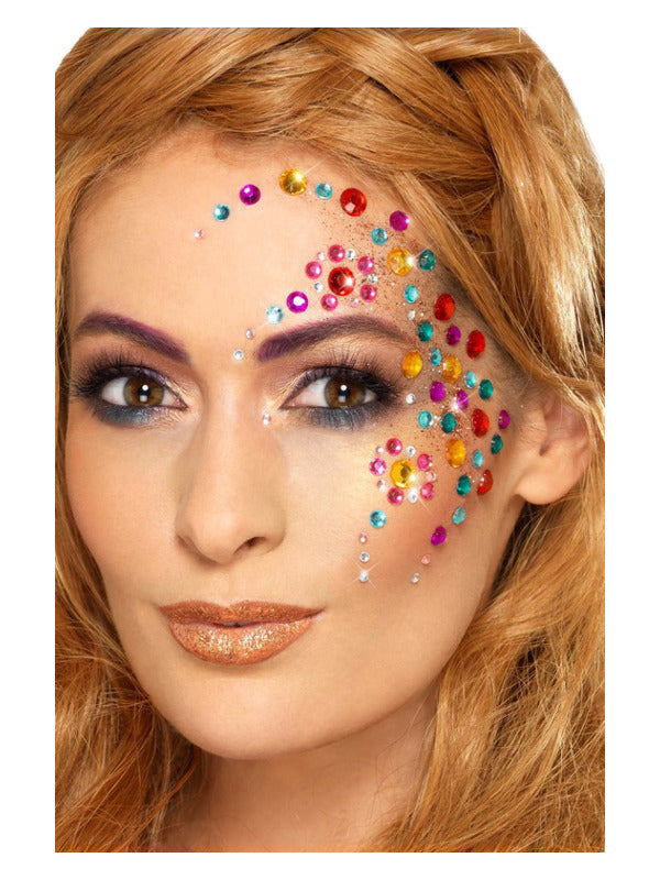 Smiffys Make-Up FX, Rainbow Jewel Face Gems, Multi Dress Loud