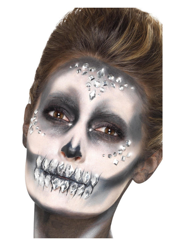 Smiffys Make-Up FX, Jewel Face Gems, Silver Dress Loud