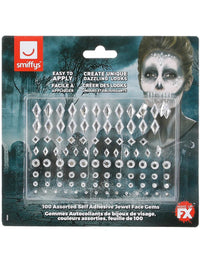 Smiffys Make-Up FX, Jewel Face Gems, Silver Dress Loud